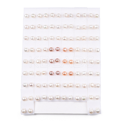 Natural Pearl Stud Earrings PEAR-N020-08B-1