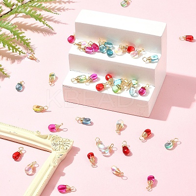 40Pcs 5 Colors Transparent Glass Charms PALLOY-FS00023-1