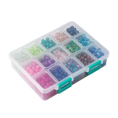 Spray Painted Crackle Glass Beads Strands CCG-JP0001-03B-1