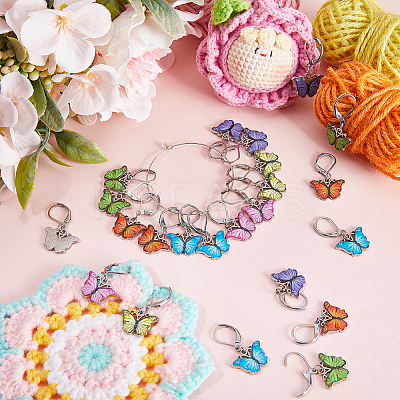 24Pcs 6 Colors Alloy Enamel Pendant Decorations HJEW-SC00046-1
