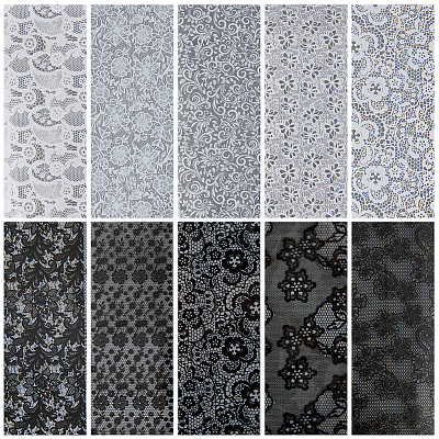 10 Rolls PET Lace Flower Nail Foils Floral Transfer Paper STIC-WH20010-16D-1