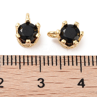 Brass Micro Pave Cubic Zirconia Charms KK-C051-39G-05-1