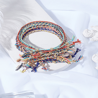 12Pcs 12 Colors Adjustable Cotton Cord Braided Bracelet Sets BJEW-LP0002-40-1