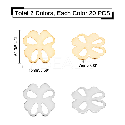 40Pcs 2 Colors 304 Stainless Steel Cabochons STAS-DC0001-21-1