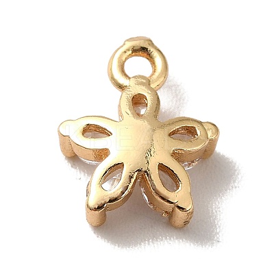 Brass Cubic Zirconia Flower Charms KK-O141-01G-M-1