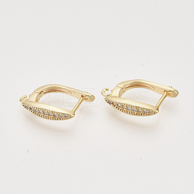 Brass Micro Pave Cubic Zirconia Hoop Earring Findings with Latch Back Closure KK-T048-027G-NF-1