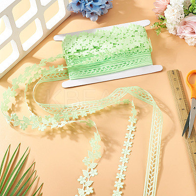 15Yards 3 Styles Polyester Hollow Leaf Ribbons OCOR-TA0002-79A-1