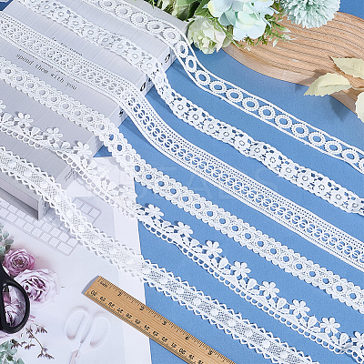 12 Yards 6 Styles Milk Fiber Embroidery Ribbon OCOR-CY0001-81-1