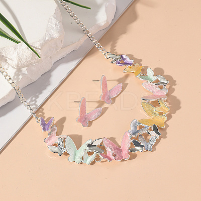 Butterfly Alloy Enamel  Necklace and Earrings Sets for Women FS-WGFD103-02-1