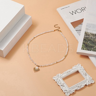 Natural White Moonstone Beaded Necklaces NJEW-JN04226-03-1