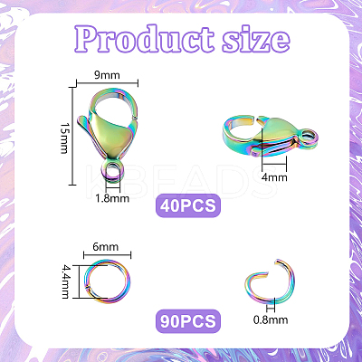 304 Stainless Steel Lobster Claw Clasps with Open Jump Rings STAS-PH0005-99B-1