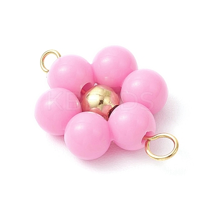Acrylic Round Beaded Flower Connector Charms PALLOY-JF03846-01-1