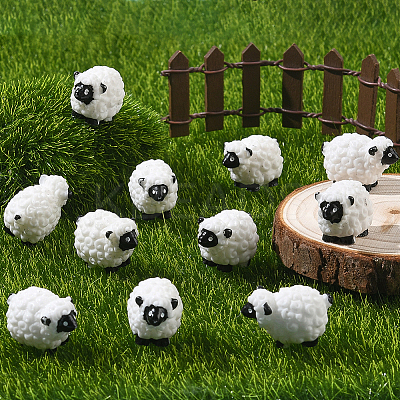 40Pcs Resin Sheep Miniature Ornaments AJEW-SP0003-30-1