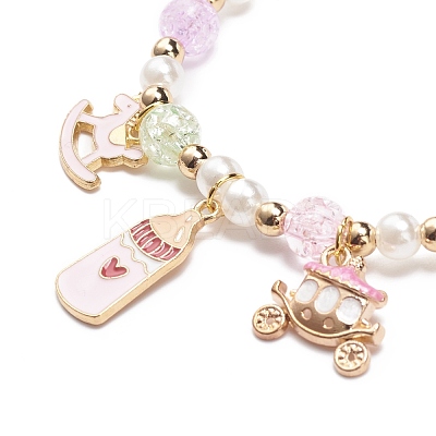 Colorful Alloy Enamel Cute Charms Bracelet BJEW-JB08661-05-1