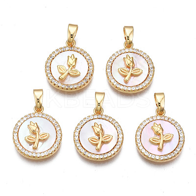 Brass Micro Pave Clear Cubic Zirconia Pendants KK-N233-165-1