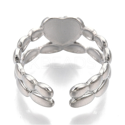 Non-Tarnish 304 Stainless Steel Heart Cuff Rings RJEW-N038-117P-1