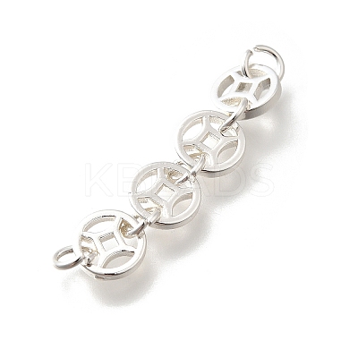 Brass 4 Coins Links Connector Charms KK-K378-68S-1