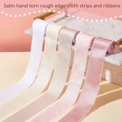5 Rolls 5 Colors Polyester Frayed Ribbon OCOR-PH0002-79-1