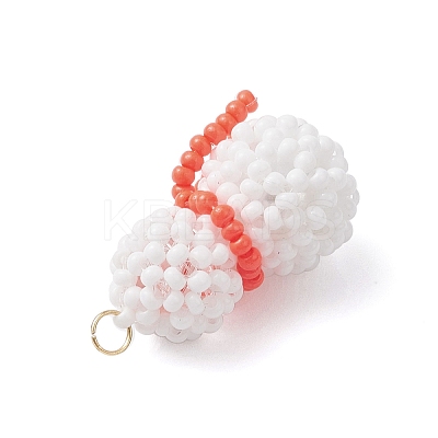 Glass Seed Beaded Snowman Pendants PALLOY-MZ01007-05-1