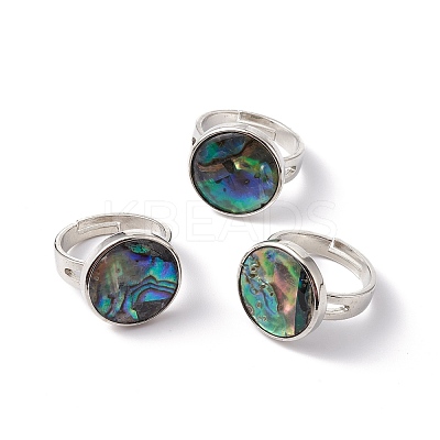 Natural Paua Shell Adjustable Rings RJEW-G260-01P-02-1