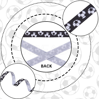 4 Rolls 4 Styles Polyester Sport Ball Printed Grosgrain Ribbon OCOR-GF0004-31B-1