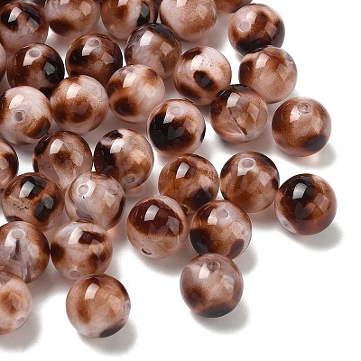 Opaque Acrylic Imitation Leopard Print Beads X-OACR-B052-10-1