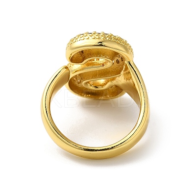 Letter Brass Micro Pave Clear Cubic Zirconia Open Cuff Ring for Women RJEW-N046-03S-G-1