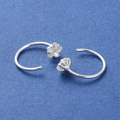 999 Fine Silver Micro Pave Clear Cubic Zirconia Pull Through Earrings EJEW-P296-28C-S-1