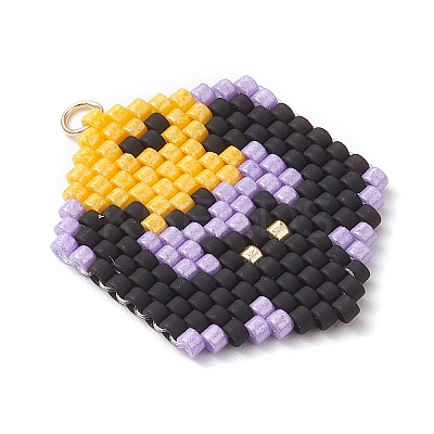 Hallowen Theme Glass Seed Beaded Pendants PALLOY-MZ00873-01-1