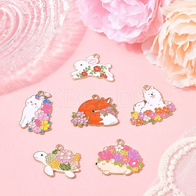6Pcs 6 Styles Alloy Enamel Pendants ENAM-FP0002-67-1