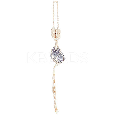 Irregular Natural Amethyst Hanging Pendant Decoration HJEW-WH0069-03B-1