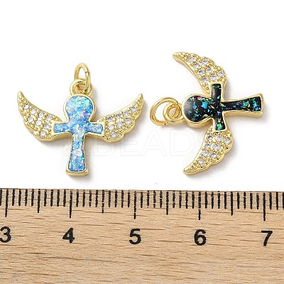 Brass Micro Pave Clear Cubic Zirconia Pendants KK-C045-15G-1