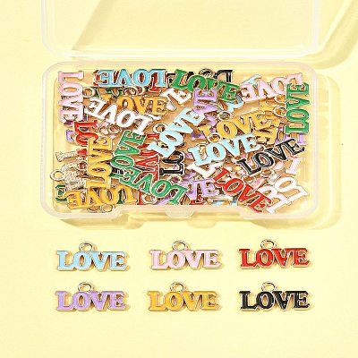 48Pcs 8 Colors Valentine's Day Theme Alloy Enamel Pendants ENAM-FS0002-51-1