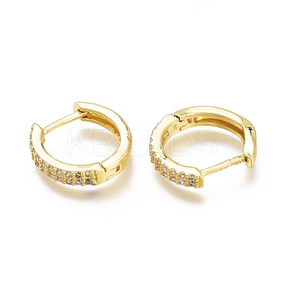 Brass Micro Pave Clear Cubic Zirconia Huggie Hoop Earrings ZIRC-H102-12G-1