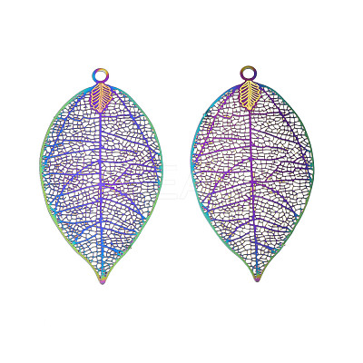 Ion Plating(IP) 304 Stainless Steel Filigree Pendants STAS-S118-065-1