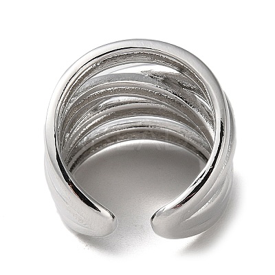Rack Plating Brass Criss Cross Open Cuff Rings RJEW-K249-07P-1