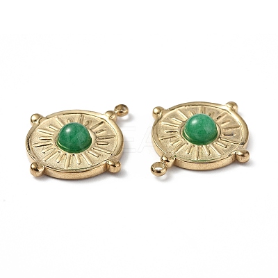 PVD Vacuum Plating 201 Stainless Steel Natural Malaysia Jade Pendants STAS-C064-VC887-1