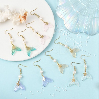 Glass Dangle Earrings EJEW-JE07309-1