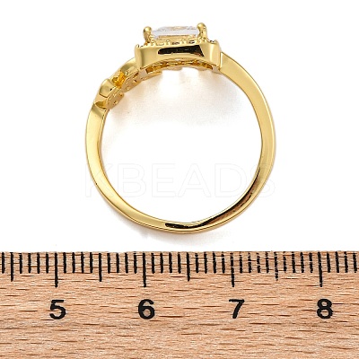 Brass Micro Pave Clear Cubic Zirconia Cuff Rings for Women RJEW-C118-07G-1