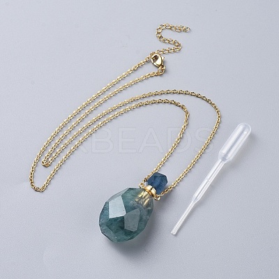 Natural Gemstone Perfume Bottle Pendant Necklaces NJEW-F251-11-1