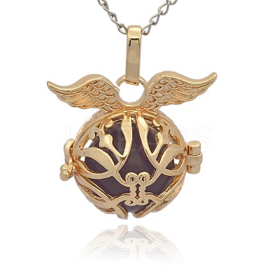 Golden Tone Brass Cage Pendants KK-J213-08G-1