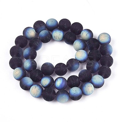 Frosted Transparent Glass Beads Strands GLAA-T032-T10mm-MBB03-1