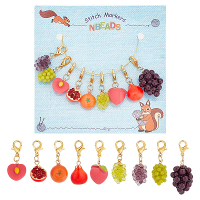 Resin Imitation Fruit Theme Stitch Markers HJEW-AB00185-1