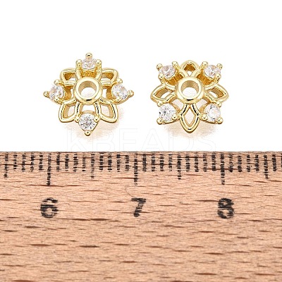Brass Micro Pave Clear Cubic Zirconia Bead Caps KK-Q071-10G-02-1