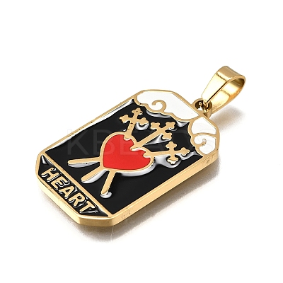 Tarot 304 Stainless Steel Enamel Pendants STAS-M119-09R-G-1