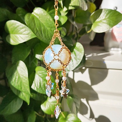 Glass Pendant Decoration DJEW-PW0019-09-G03-1