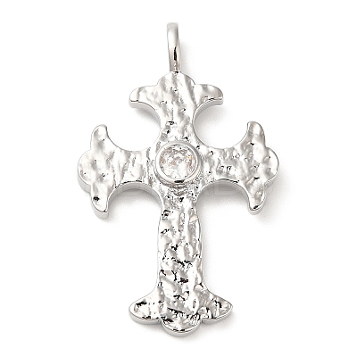 Brass Micro Pave Clear Cubic Zirconia Pendants KK-M246-03P-1