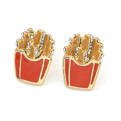 Pizza French Fries Ice Cream Alloy Rhinestone Stud Earrings EJEW-A043-01-1
