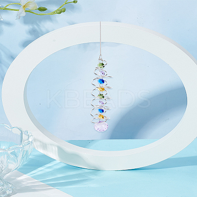 Alloy Glass Octagon & Round Rotating Suncatchers HJEW-WH0001-31P-02-1