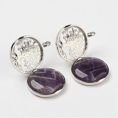 Natural Amethyst Pendants G-G910-F03-1